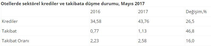 Otellerin takibe düşen kredileri mayısta arttı - Resim : 1