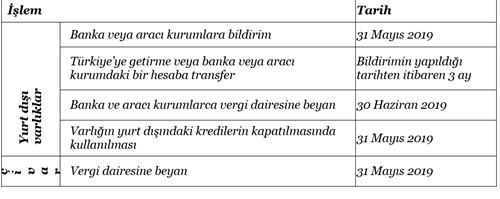Varlık barışında ve yurtdışı kazançlara ilişkin istisnada revize takvim - Resim : 1
